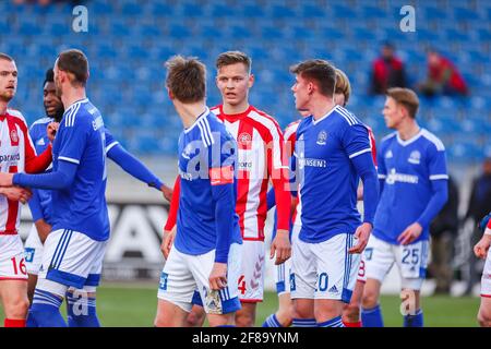 Kongens Lyngby, Dänemark. April 2021. Mathias Ross (4) von AAB beim 3F Superliga-Spiel zwischen Lyngby Boldklub und AAB im Lyngby Stadion in Kongens Lyngby, Dänemark. (Foto: Gonzales Photo/Alamy Live News Stockfoto