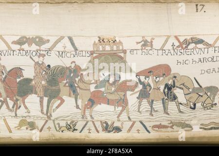 Normandie, Frankreich. Teil des Wandteppichs von Bayeux Stockfoto