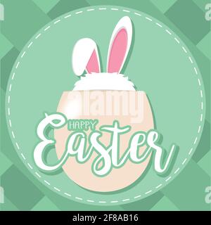 Süßes Häschen in einem osterei. Happy easter Poster - Vektor-Illustration Stock Vektor