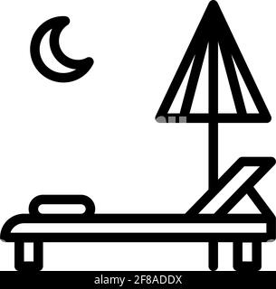 Night in Beach mit Stuhl Logo Symbol Zeichen Vektor Illustration Mit Outline-Stil Stock Vektor