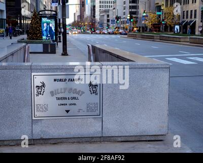 Schild Billy Goat Tavern. Michigan Avenue, Chicago, Illinois. Stockfoto