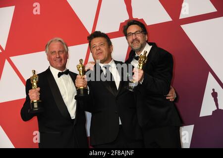 Gewinner Klangmischung Paul Massey, Tim Cavagin, John Casali im Presseraum während der 91. Annual Academy Awards, Oscars, gehalten im Dolby Theater in Hollywood, Kalifornien, Sonntag, 24. Februar 2019 Foto von Jennifer Graylock-Graylock.com 917-519-7666 Stockfoto