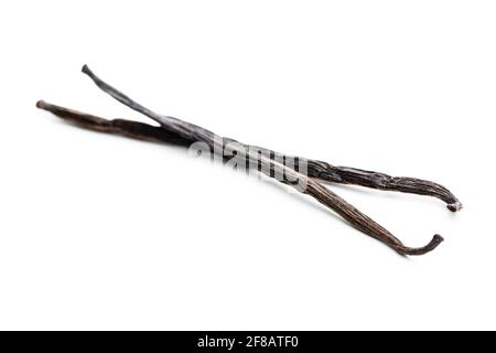 Vanilleschoten. Sticks aus Vanille isoliert auf weißem Hintergrund. Stockfoto