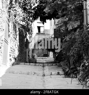 Gasse im malerischen provenzalischen Dorf Grimaud, Frankreich Stockfoto