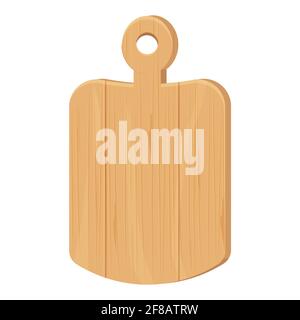 Holz Schneidebrett in Cartoon flachen Stil isoliert auf weißem Hintergrund. Strukturierte und detaillierte rustikale Küchenwerkzeug, Ausrüstung. Vektorgrafik Stock Vektor
