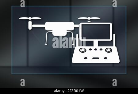 Drohnenkonzept auf dunklem Hintergrund Stockfoto