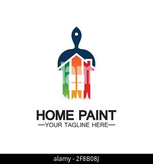 Home Malerei Vektor Logo Design.Home Haus Malerei Service Färbung Logo Design Template.Haus Malerei Service, Dekor und Reparatur Multicolor-Symbol Stock Vektor