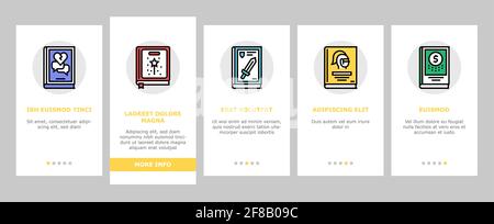 Literarische Genres Bücher Onboarding Icons Set Vector Stock Vektor