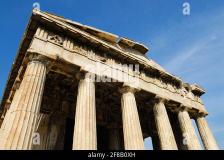 Tempel des Hephaestus, dorisches Tempelgebäude aus dem 5. Jahrhundert v. Chr. ist der am besten erhaltene Tempel der griechischen Mythologie, Athen, Griechenland, Europa Stockfoto