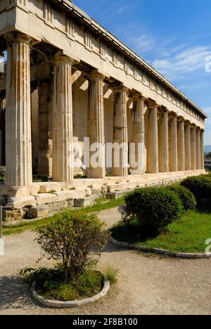 Tempel des Hephaestus, dorisches Tempelgebäude aus dem 5. Jahrhundert v. Chr. ist der am besten erhaltene Tempel der griechischen Mythologie, Athen, Griechenland, Europa Stockfoto