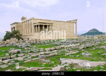 Das Erechtheion oder Erechteum auf der Akropolis von Athen, Griechenland, Europa Stockfoto