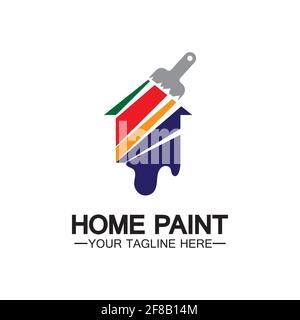 Home Malerei Vektor Logo Design.Home Haus Malerei Service Färbung Logo Design Template.Haus Malerei Service, Dekor und Reparatur mehrfarbige Symbol Ve Stock Vektor