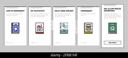 Literarische Genres Bücher Onboarding Icons Set Vector Stock Vektor