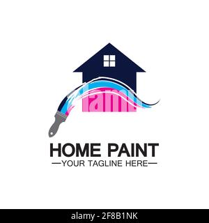 Home Malerei Vektor Logo Design.Home Haus Malerei Service Färbung Logo Design Template.Haus Malerei Service, Dekor und Reparatur mehrfarbige Symbol Ve Stock Vektor
