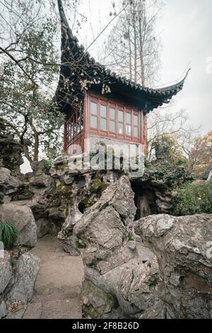 Landschaften des Guo Zhuang Gartens im Westsee von Hangzhou, einem klassischen chinesischen Garten in Hangzhou, China Stockfoto