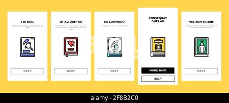 Literarische Genres Bücher Onboarding Icons Set Vector Stock Vektor