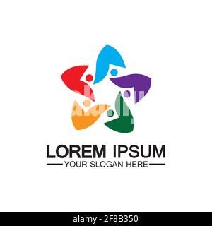 Star People Logo-Design. Star Community Vektor Logo. Star Community Human Vektor Logo. Stock Vektor