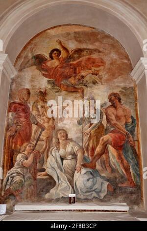 Napoli - Affresco del Primo altare a destra della cripta Della Basilica di Santa Maria alla Sanità Stockfoto