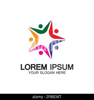 Star People Logo-Design. Star Community Vektor Logo. Star Community Human Vektor Logo. Stock Vektor