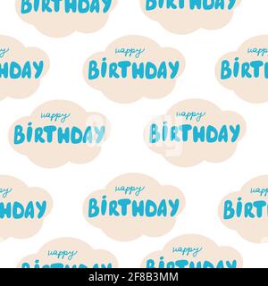 Nahtlose Muster.Happy Birthday Schriftzug im Cartoon-Stil flaches Design.Vektor-Illustration Design-Elemente. Vektor-Design für Postkarte, Verpackung. Stock Vektor