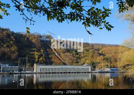 Pumpspeicherkraftwerk, Koepchenwerk am See Hengstey, Herdecke, Ruhrgebiet, Nordrhein-Westfalen, Deutschland, Europa Stockfoto