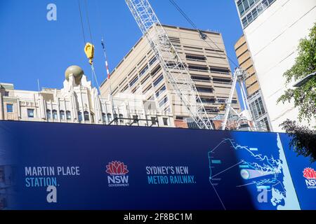 Das Projekt des öffentlichen Nahverkehrs der Sydney Metro umfasst einen neuen Bahnhof Am Martin Place im Stadtzentrum von Sydney, NSW, Australien Stockfoto