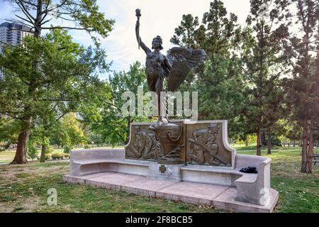 Spanish American war Memorial, Bushnell Park, Innenstadt von Hartford, Connecticut. Stockfoto