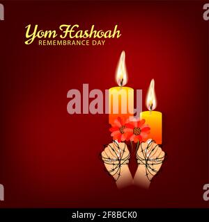 Vektordarstellung eines Hintergrunds zum Internationalen Holocaust-Gedenktag (Yom HaShoah). Stockfoto