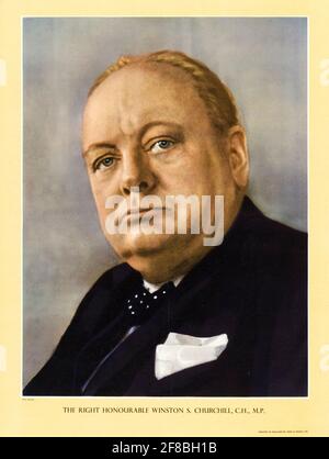 Der rechte ehrenwerte Winston S Churchill, CH MP, Portrait Poster aus dem 2. Weltkrieg, Originalgemälde von Cecil Beaton, 1942-1945 Stockfoto