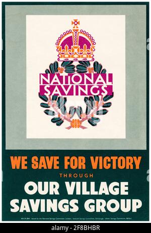 Britisch, 2. Weltkrieg, National Savings Poster: We Save for Victory Through our Village Savings Group, 1942-1945 Stockfoto