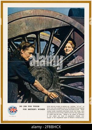 Britisch, Kriegsposter, Frauen, die in einer Fabrik arbeiten, die Eisenbahnräder herstellt, 1942-1945 Stockfoto