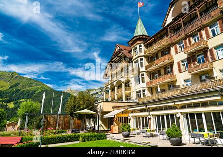 Architektur von Wengen in der Schweiz Stockfoto
