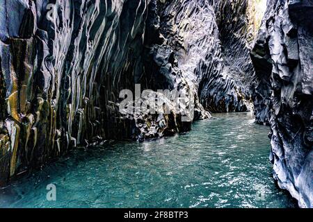 Gole dell'Alcantara, Messina, Sicilia Stockfoto