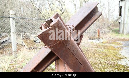 alte Panzersperre Panzersperren in Görlitz entdeckt am 10.4.2021 Stockfoto