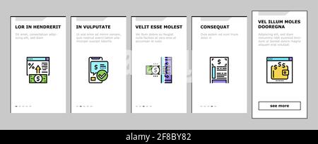 Online Banking Finance Onboarding Icons Set Vector Stock Vektor