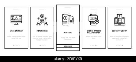 Online Banking Finance Onboarding Icons Set Vector Stock Vektor