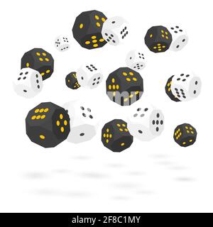 Weiße und schwarze Würfel mit Schatten. Flacher, isometrischer 3D-Stil, Vektordarstellung. Stock Vektor