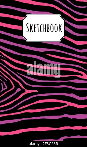 Zebra skin texture pattern, seamless vector background, hand drawn sketchbook illustration Stock Vektor