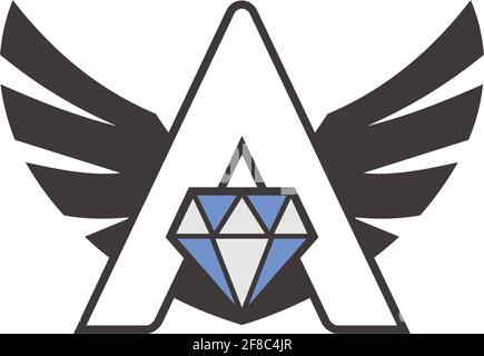 Schreiben SIE EINE stilvolle Diamant fliegen Logo Symbol Vektor Konzept Grafik Design Stock Vektor