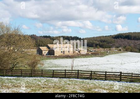 Spanish’s Field Farm, ein Bauernhaus aus dem 18. Jahrhundert aus Weardale, umgebaut im Beamish Museum, Co. Durham, England, Großbritannien Stockfoto