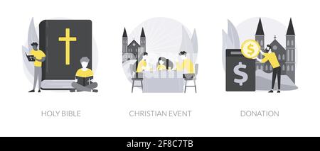 Kirche Sammeln abstraktes Konzept Vektor-Illustrationen. Stock Vektor