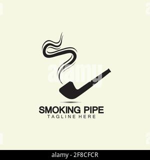 Pfeife Rauchen Logo Symbol Vektor Illustration Design.Tabak, Zigarre, Pfeife Symbol Vektor Bild. Stock Vektor
