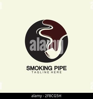 Pfeife Rauchen Logo Symbol Vektor Illustration Design.Tabak, Zigarre, Pfeife Symbol Vektor Bild. Stock Vektor