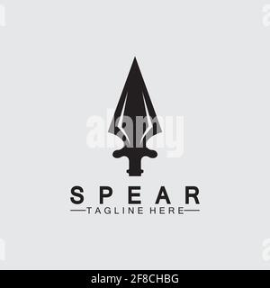 Spear Logo Symbol Vektor Illustration Design.Head Spear Logo vintage Illustration Konstruktionsvektor Stock Vektor