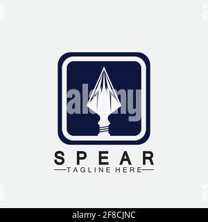Spear Logo Symbol Vektor Illustration Design.Head Spear Logo vintage Illustration Konstruktionsvektor Stock Vektor