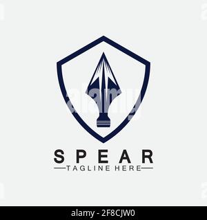 Spear Logo Symbol Vektor Illustration Design.Head Spear Logo vintage Illustration Konstruktionsvektor Stock Vektor