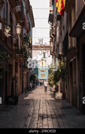 Backstreets in der Altstadt von Valencia, Valencia, Spanien Stockfoto