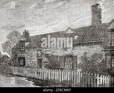 Dial Cottage, West Moor, Killingworth, Newcatle Upon Tyne, England. Zuhause von George Stephenson. George Stephenson, 1781–1848. Britischer Bauingenieur und Maschinenbauingenieur. Von Great Engineers, veröffentlicht um 1890 Stockfoto