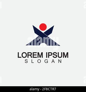 Abstrakte Menschen Logo Design.Fun Menschen, gesunde Menschen, Sport, Gemeinschaft Menschen Symbol Vektor Illustration Stock Vektor