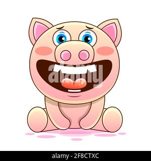 Cute Schwein Cartoon Vektor-Zeichen für Druck, in Comics, Mode, Pop Stock Vektor